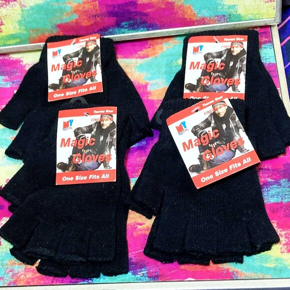 NEW (8-PACK) PAIRS MEN'S GLOVES FINGERLESS GLOVE LOT EIGHT PAIRS ONE SIZE FITS M - Picture 2 of 4